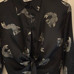 Zara Black and White Koi Pattern Shirt